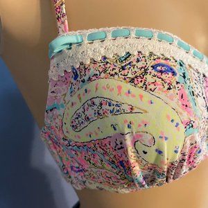 Shade & Shore Halter Double Strap Lace Accents Bikini Top 34B